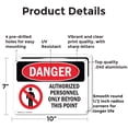 thumbnail image 2 of (2 Pack) Authorized Personnel Only Beyond This Point OSHA Danger Sign 10 Inch X 7 Inch Indoor / Outdoor Rust-Free Aluminum Metal Signs for Workplace, Workshop, and Construction Site,, 2 of 8