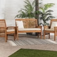 thumbnail image 2 of 3-Piece Solid Acacia Wood Outdoor Patio Chat Set in Brown, 2 of 6