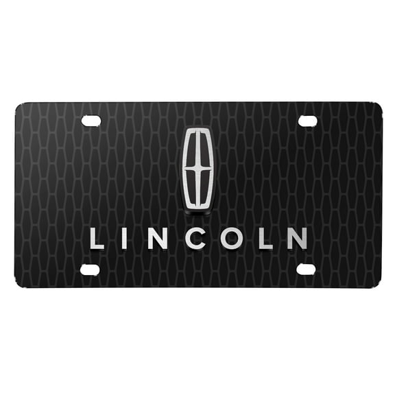 Lincoln 3D Logo on Front Grill Pattern 12"x6" Black Acrylic License Plate