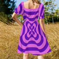 thumbnail image 4 of Colorful Retro Gradated Op Art Pattern Pink and Purple Sleeveless Dress Clothing female Dresses gala Dress woman, 4 of 5