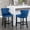 Blue, variant on Contemporary Velvet Wing-Back Barstools, Button Tufted, Wooden Legs, Set of 2