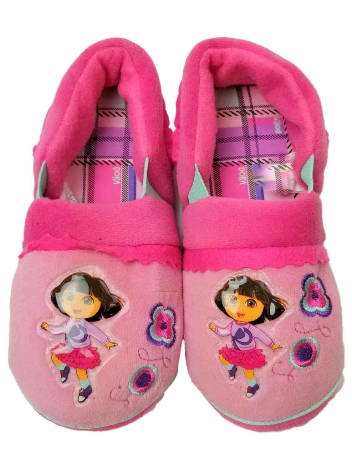 Nickelodeon Toddler Girl Pink Dora the Explorer Slippers Sock Top House Shoes