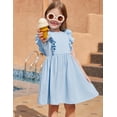 thumbnail image 2 of Vestido Arshiner 3T azul con mangas con volantes y espalda sin espalda para niños pequeños, 2 of 8