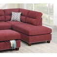 thumbnail image 4 of Modern Living Room Reversible Sectional Sofa L Shaped Couch Tufted Nickel Stud Arm Ottoman w Storage Red Color Velvet Fabric, 4 of 7