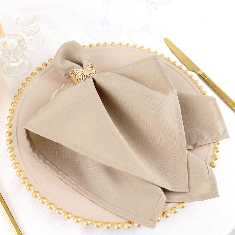 Balsacircle 10 Pieces 20 inch Champagne Polyester Napkins Wedding Kitchen, Gold