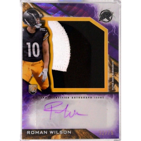 2025 Topps Resurgence Rookie Patch Autographs Roman Wilson Steelers Patch RC Auto #RPA-RW 32/75 Pittsburgh Steelers NFL Autographed Football Card