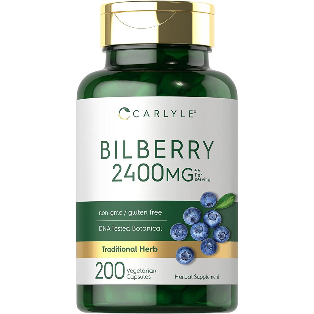 Bilberry Extract 2400mg 200 Capsules Vegetarian, NonGMO, Gluten