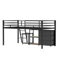 thumbnail image 5 of Ktaxon Twin Low Loft Bed with Storage, Metal Frame with LED Lights, Reversible Ladder and Toy Basket, Black, 5 of 7
