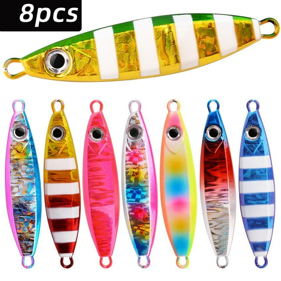 8pcs/lot Metal Jig Fishing Lure 40g 60g 80g100g Night Light Jigging Spinning Pike Swimbait New 2024 Sea Saltwater Fishing Tackle