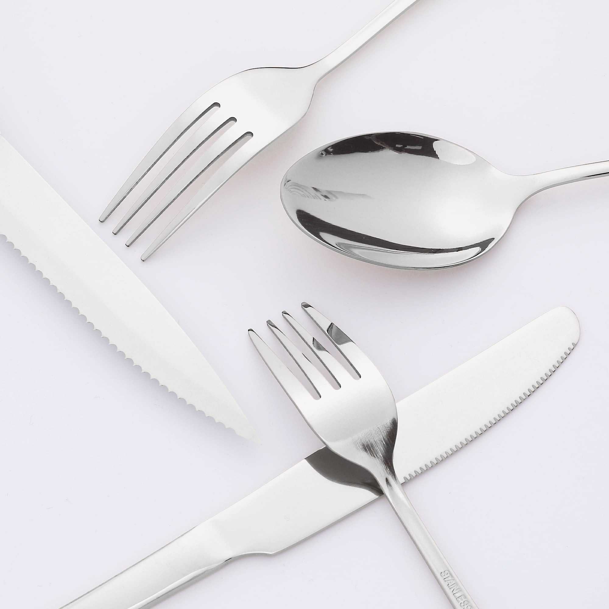 Unique Bargains Stainless Steel Flatware Set Silver 24 Pcs