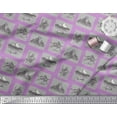 thumbnail image 2 of Soimoi Purple Cotton Jersey Fabric Boat & Mountain Nature Print Fabric by the Yard 58 Inch Wide, 2 of 3