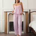 thumbnail image 4 of BLCHUNen Womens 2 Piece Outfits Striped Matching Sets Square Neck Camisole Tops Wide Leg Pants Summer Vacation Outfits, 4 of 6