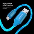 thumbnail image 5 of Powertek MFi-Certified Light-Up USB-A to Lightning Charging Cable, 5 ft, Blue, 5 of 7