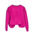 thumbnail image 6 of Basic Sweatshirts for Women, Yigetop Women's Long Sleeved Round Neck Solid Color Plus Velvet Sweatshirt Top Hatless Sweatshirt Loose Casual Top T Shirt Base Shirt Fall Clothes Hot Pink 3XL, 6 of 7