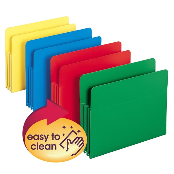 Smead Poly File Pocket, Straight-Cut Tab, 3-1/2" E