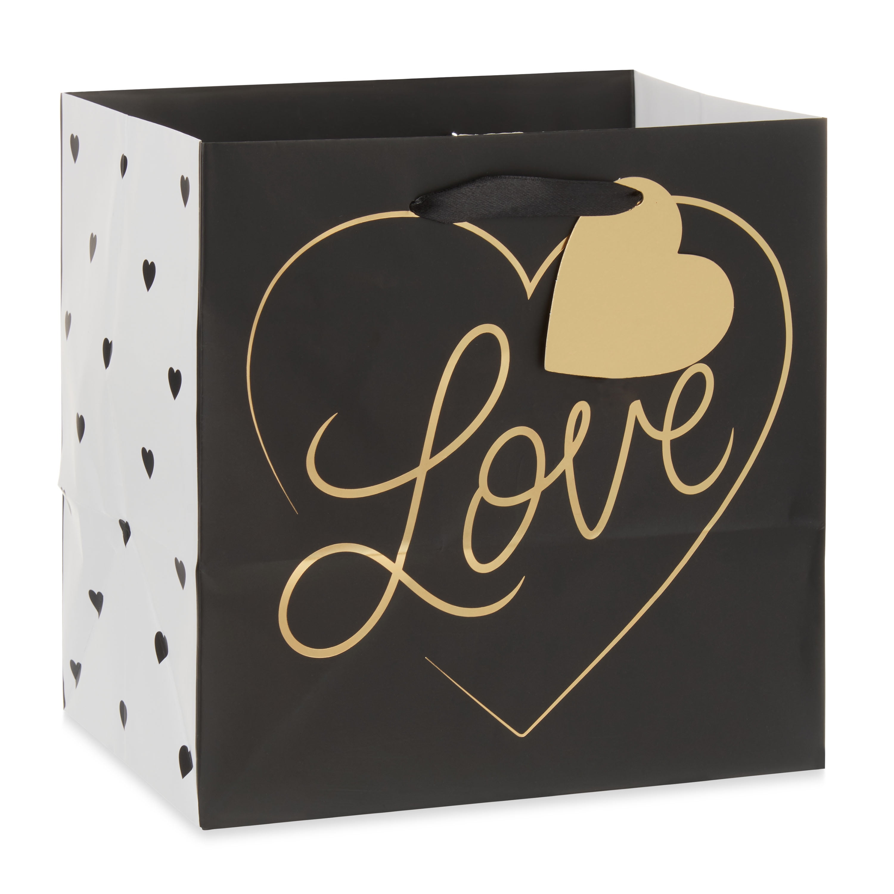 WAY TO CELEBRATE! Way To Celebrate Valentine's Day Gold Love Heart Cub Square Paper Gift Bag