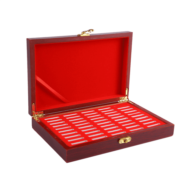 300 Pcs Wood Coin Protection Display Box Storage Case Holder Round Box Commemorative Collection Box