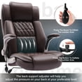 thumbnail image 4 of WOSDOM Big and Tall Office Chair, Brown Leather Office Chair with Flip Up Armrests, Adjustable Lumbar Support, Storage Bags,Home Office Computer Chair for Adults,350LBS, 4 of 8