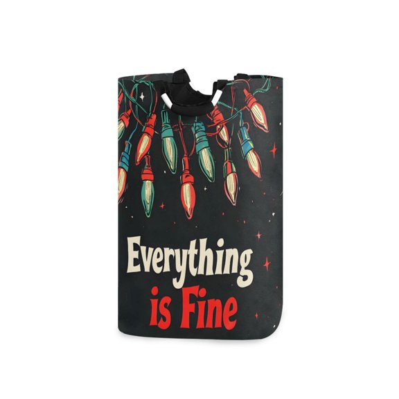 Yayeee Freestanding Laundry Hamper with Handle Collapsible Large Storage Basket for Clothes, Black Christmas Light