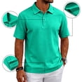 thumbnail image 2 of GrmtClth Men's Classic Polo Shirt Short Sleeve Button Placket Golf Shirt Casual Business Casual Top Breathable Quick Dry Tennis Shirt Workwear Blouse Dark Green S, 2 of 8