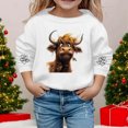 thumbnail image 4 of Cute Highland Cow Sweatshirts for Girls Boys Long Sleeve Crewneck Western Country Christmas Graphic Sweatshirt Pullover Tops, 4 of 5