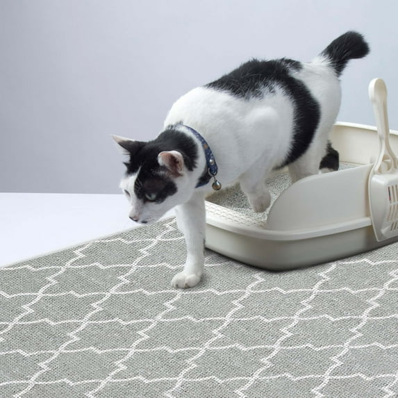 SussexHome Pets Ultra-Thin Cat and Dog Litter Mat for Litter Box - Washable Soft Natural Cotton Cat and Dog Litter Trapping Mat - Paws-Kind Slip Resistant Litter Catching Mat