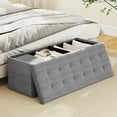 thumbnail image 3 of Topbuy Light Grey Storage Ottoman Fabric Folding Storage Chest W/ Divider Bed End Bench, 3 of 9