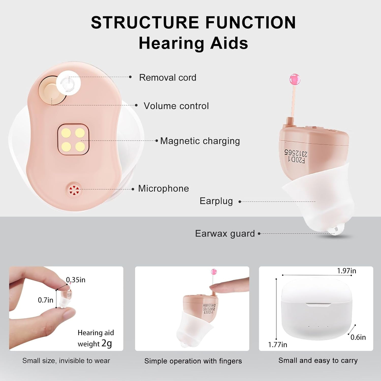 Not Amplifier True Hearing Aids,Invisible 16 Channels Digital Rechargeable Hearing Aids for Seniors with Noise Cancellation with Charging Box