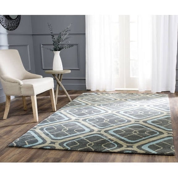 SAFAVIEH Soho Earl Geometric Wool Area Rug, Grey/Multi, 8'3" x 11'