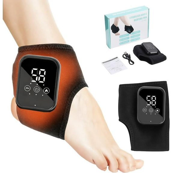 Electric 3-in-1 Foot Massager with Heat, Wireless Portable Ankle Wrap for Neuropathy Pain Relief & Circulation, Rechargeable Massage Machine for Home, Office & Travel