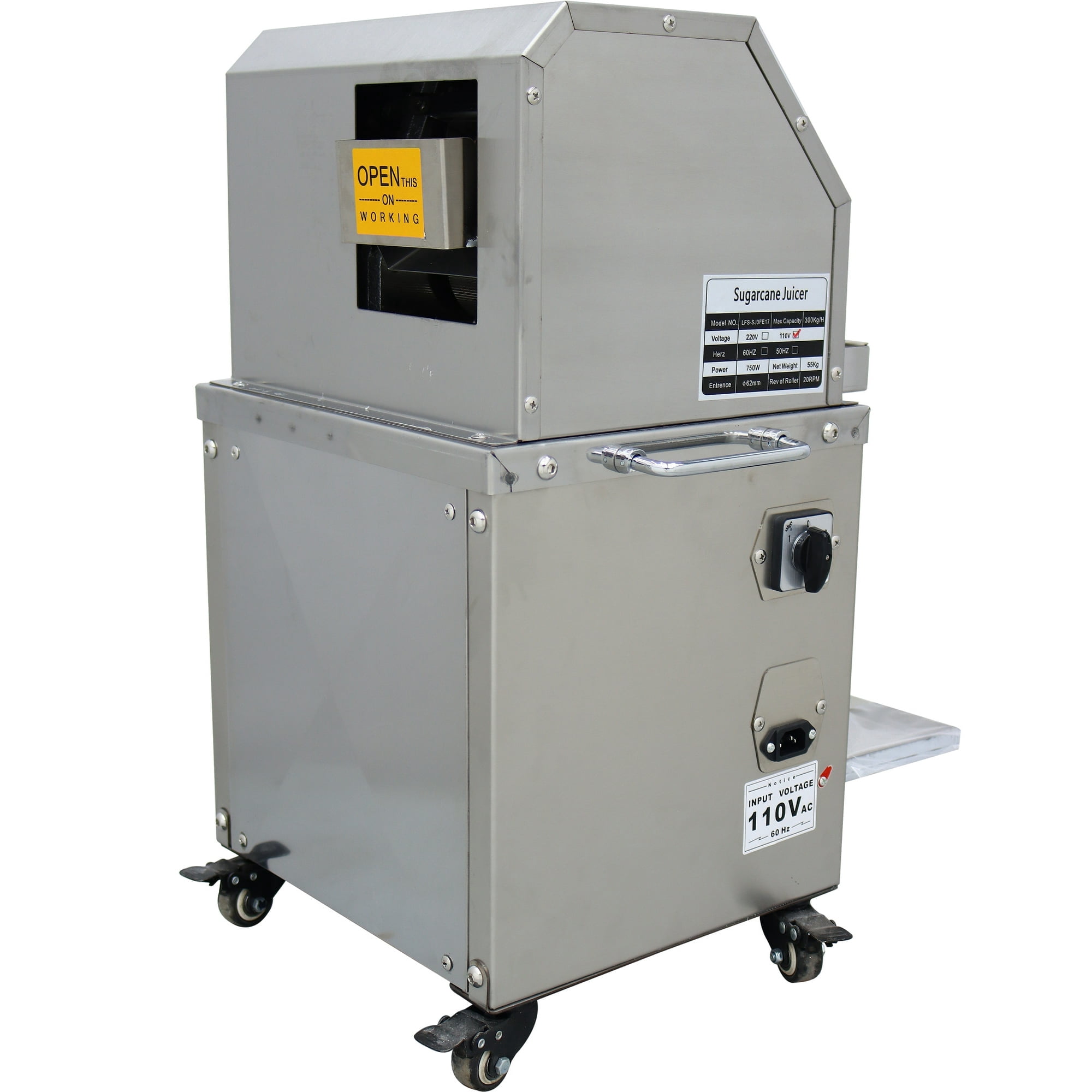 Vertical Electric Sugar Cane Ginger Press Juicer Commercial Sugarcane Juice Extractor 3 Rollers 660 lbs/h