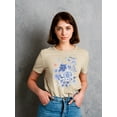 thumbnail image 2 of Artshine Blue Florals On Paper T-Shirt Women -Gabby Malpas Designs, Female Medium, 2 of 4