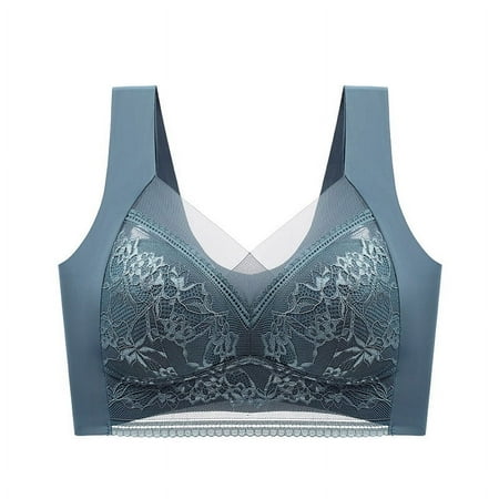 Lace plus Size Vest Seamless Ice Silk Push up Breathable Thin Bra Beauty Back Big Chest Small Fixed Underwear