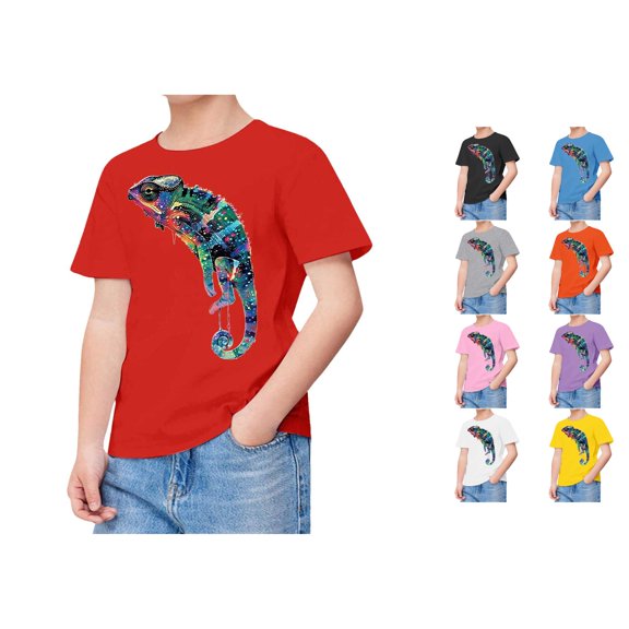 RTKFRFLM Kids Lizard T-Shirt Reptile Animal Graphic Crewneck Short Sleeve Casual Summer Fashion Tee Top for Boys Girls