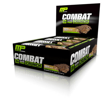 MusclePharm Combat Crunch Protein Bar, Chocolate Peanut Butter Cup, 20g Protein, 12 Ct
