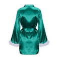 thumbnail image 6 of FRSASU Plus size clearance Pajamas Satin Silk Pajamas Women Nightdress Lingerie Robes Underwear Sleepwear Feather Green M(M), 6 of 7