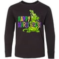 thumbnail image 3 of Inktastic Happy Mardi Gras Big and Little Alligators with Beads Long Sleeve Youth T-Shirt, 3 of 5