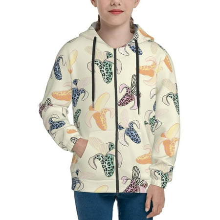 

Hoodies for Teen Girls Boys Leopardprint Banana Long Sleeve Youth Kids Essentials Zip Up Hoodie Lghtweight Fashion Hoodies & Sweatshirts Jacket Fall Winter Outfits Tops