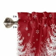 thumbnail image 5 of Winter White Elk Kitchen Curtains and Valances Set, Christmas Tree Snowflake Red Background Rod Pocket Window Valance Window Curtain Panels for Living Room Bedroom Laundry, 27.5x24in, 3 Pieces, 5 of 7