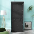thumbnail image 5 of ChVans 72" Tall Kitchen Pantry with 4 Doors, Storage Cabinet with 1 Large Drawer 6 Hanging Shelves, Freestanding Cupboard for Dining Room Living Room, 5 of 8