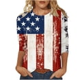 thumbnail image 2 of Conairie Womens Patriotic T Shirts 3/4 Sleeve Crew Neck Loose 4th of July Shirt With American Falg Print Summer Fashion Casual Tops Red XXXL, 2 of 6