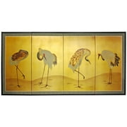 Oriental Furniture Gold Leaf Cranes, 36"H x 72"W, Gold leaf, hand painted, Oriental, Traditional, Unique pieces