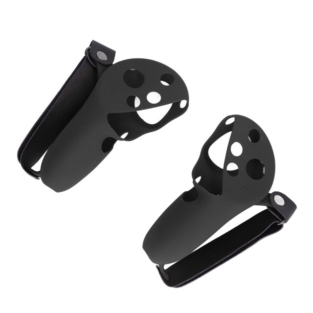 VR Controller Grip Cover, Adjustable Silicone Soft Controller Grip Cover Knuckle Straps Accurate Hole For Game Black,Red,Light Grey,Blue