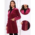 thumbnail image 2 of DARING DIVA Women's Velvet Lapel Double-Breasted Long Outerwear Winter Coats S Burgundy, 2 of 7
