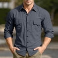 thumbnail image 4 of VgaVtl Gray Long Sleeve Men Shirts Fall Winter Collared Quick Drying Casual Button Slim Going Out Mens Plus Size Shirts, 4 of 9