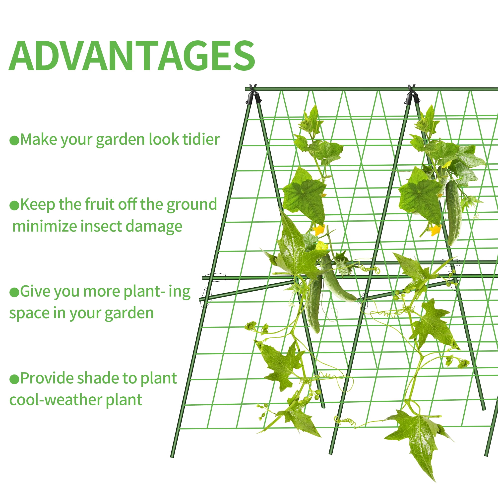 Cucumber Trellis for Climbing Plants Outdoor,48 X 48In Foldable A-Frame Trellis Tall Cucumber Trellis for Raised Bed Garden Trellis for Vegetables with Climbing Net for Bean Squash,Grape Zucchini