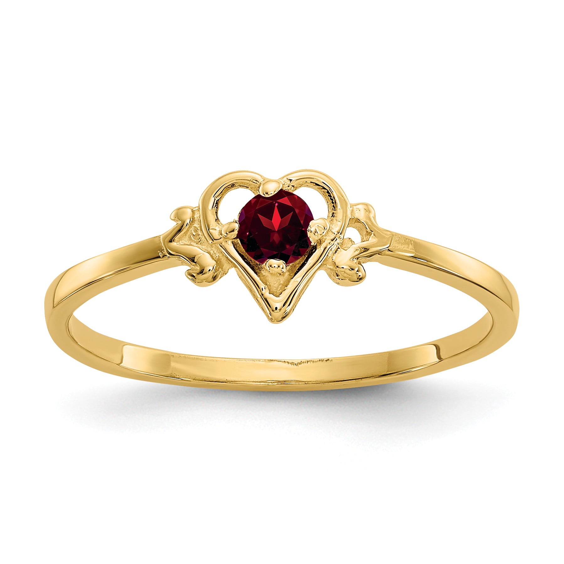 14K Garnet Birthstone Heart Ring in 14k Yellow Gold - Size 7 - Walmart.com