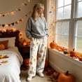 thumbnail image 4 of QWKLEAJ Halloween Pajama Pants Women Flannel Lounge Sleepwear Loose Elastic Waist Long Trousers Festive Party Home Wear Printed Bottom Novelty Holiday Pumpkin Ghost Bat Cat Pajamas, 4 of 6