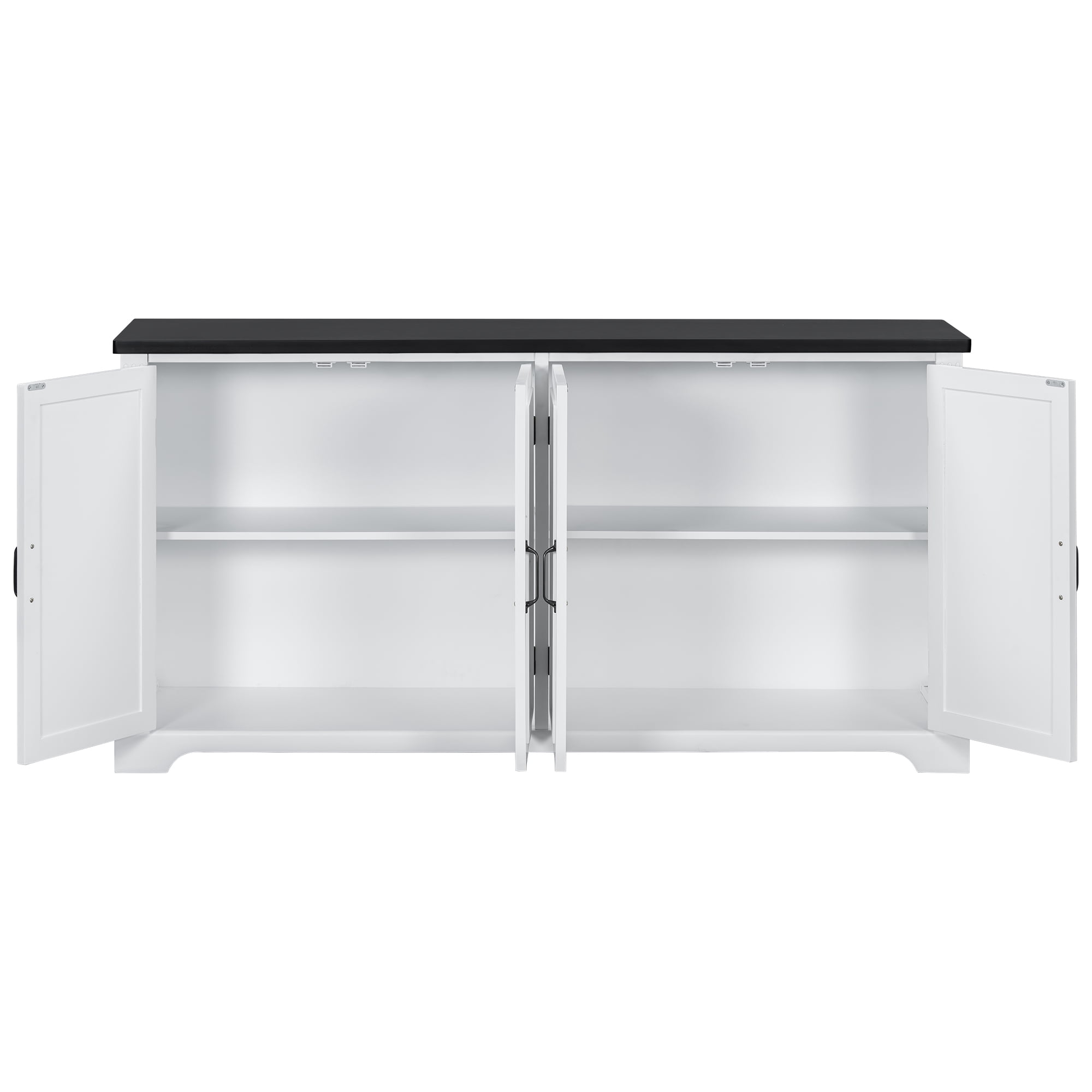 Euroco Wooden Sideboard Buffet Cabinet,62.8" Large Kitchen Storage Cabinet with Metal Handles for Kitchen Living Room,White