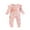 Pink, variant on Diufon Infant Baby Girl Romper Newborn Ruffle Long Sleeve Button Bodysuit Tie Dye Printed Bow Tie Jumpsuit